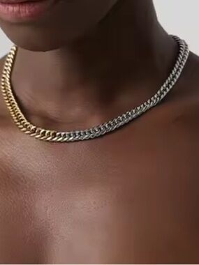Two-Tone Cuban Link Necklace Set